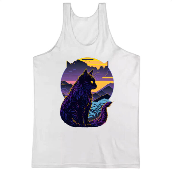 Camiseta Regata Gato silhoueta sunset