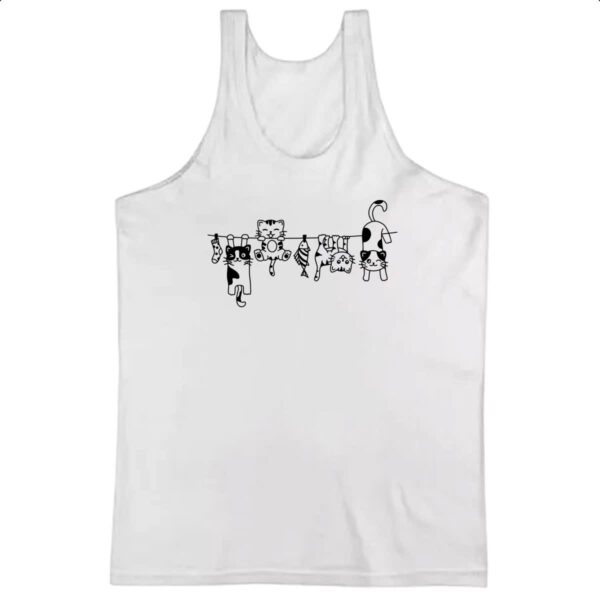 Camiseta Regata Gatos no varal