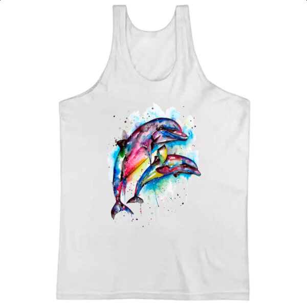 Camiseta Regata Golfinhos Aquarela