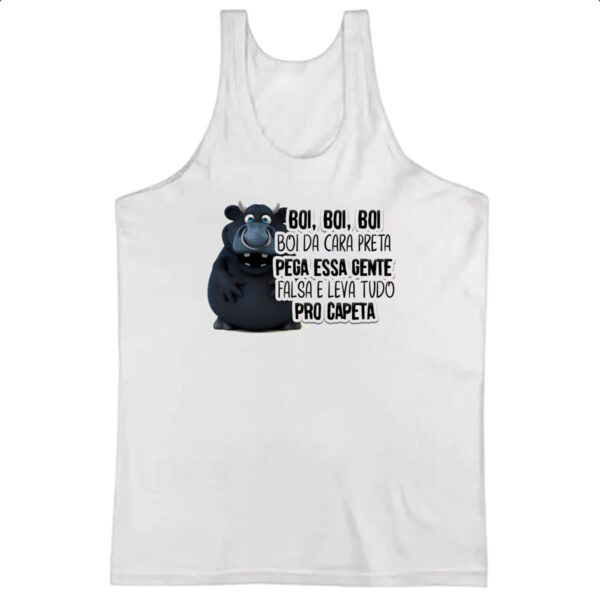 Camiseta Regata Ironico Boi da cara preta pega gente falsa