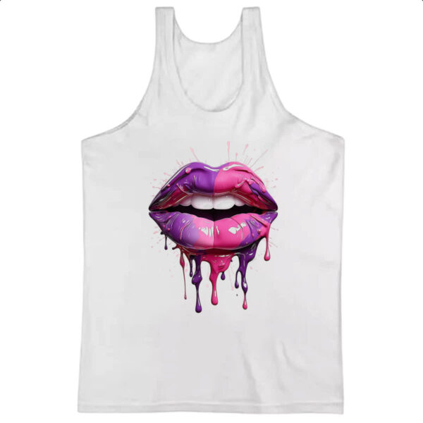 Camiseta Regata Labios pink e purpura derretendo