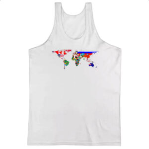 Camiseta Regata Mapa Mundi Bandeiras
