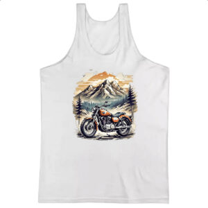 Camiseta Regata Motocicleta vintage montanhas