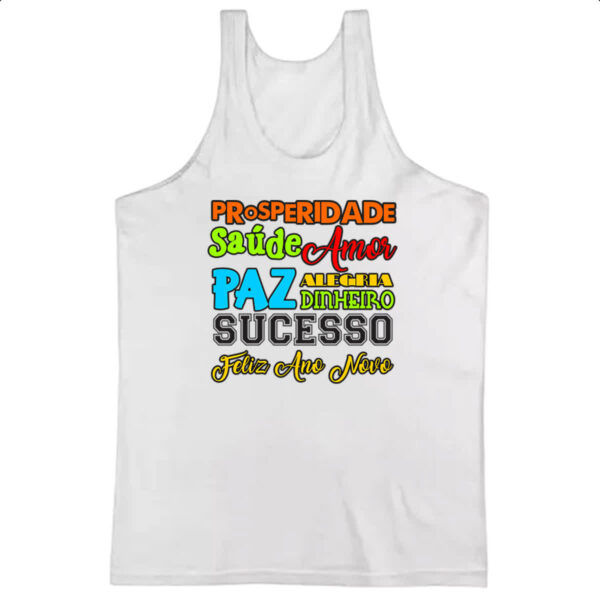 Camiseta Regata Ano novo palavras
