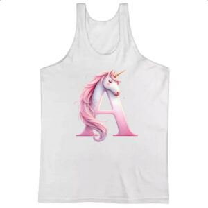 Camiseta Regata Unicornio Alfabeto Letra A