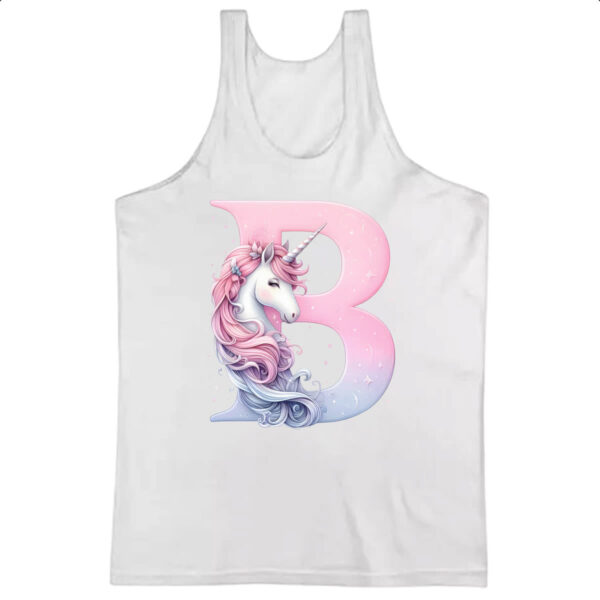 Camiseta Regata Unicornio Alfabeto Letra B