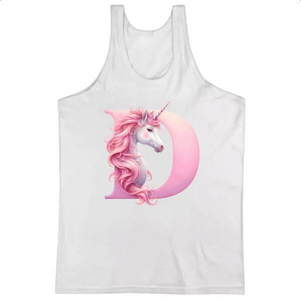 Camiseta Regata Unicornio Alfabeto Letra D