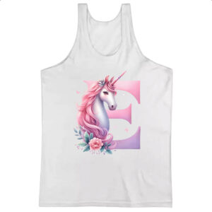 Camiseta Regata Unicornio Alfabeto Letra E