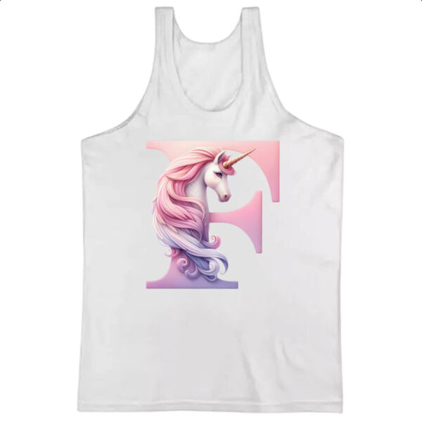 Camiseta Regata Unicornio Alfabeto Letra F