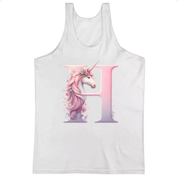 Camiseta Regata Unicornio Alfabeto Letra H