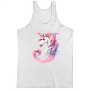 Camiseta Regata Unicornio Alfabeto Letra J