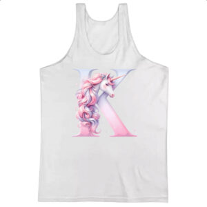 Camiseta Regata Unicornio Alfabeto Letra K