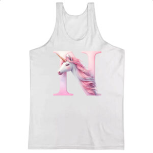 Camiseta Regata Unicornio Alfabeto Letra N