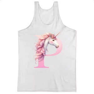 Camiseta Regata Unicornio Alfabeto Letra P