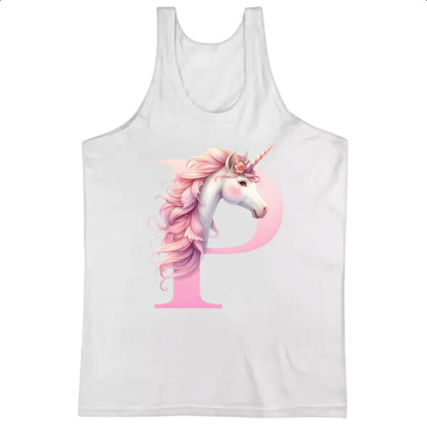 Camiseta Regata Unicornio Alfabeto Letra P