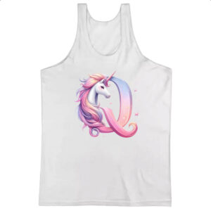 Camiseta Regata Unicornio Alfabeto Letra Q