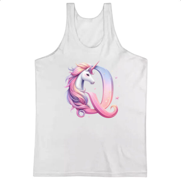 Camiseta Regata Unicornio Alfabeto Letra Q