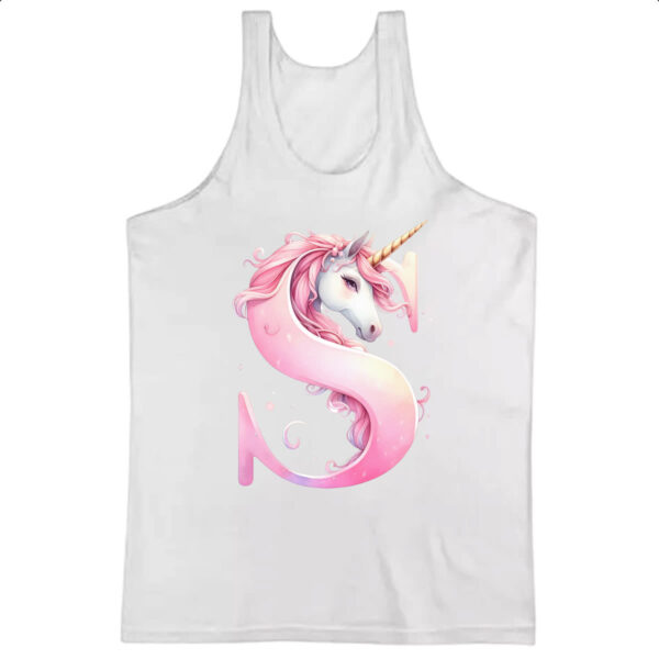 Camiseta Regata Unicornio Alfabeto Letra S