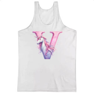 Camiseta Regata Unicornio Alfabeto Letra V