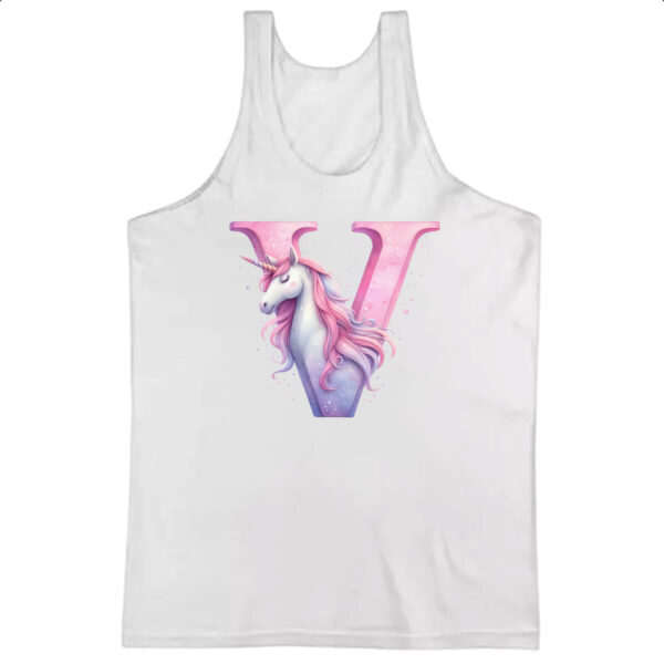 Camiseta Regata Unicornio Alfabeto Letra V