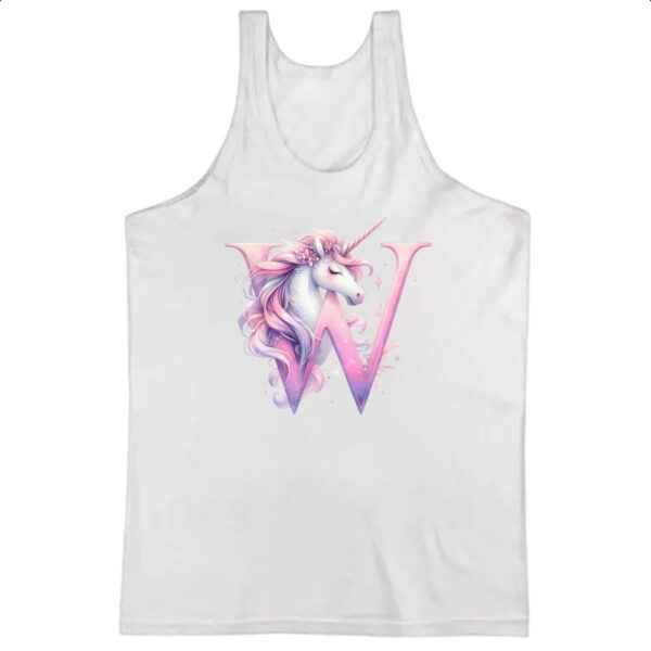 Camiseta Regata Unicornio Alfabeto Letra W