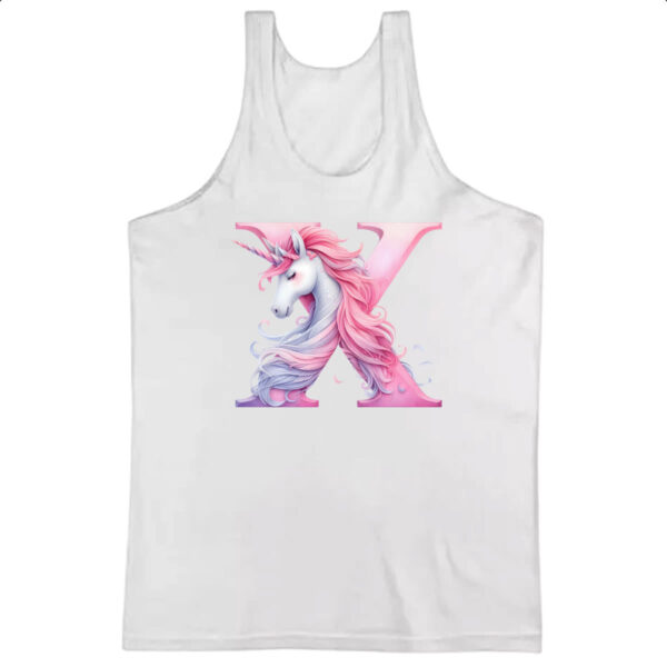 Camiseta Regata Unicornio Alfabeto Letra X
