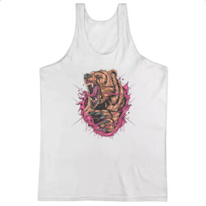Camiseta Regata Urso cinza rasgando camiseta