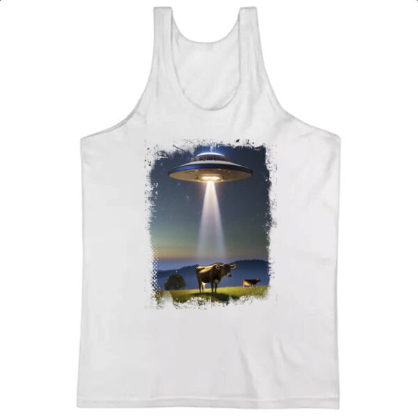 Camiseta Regata OVNI capturando uma vaca