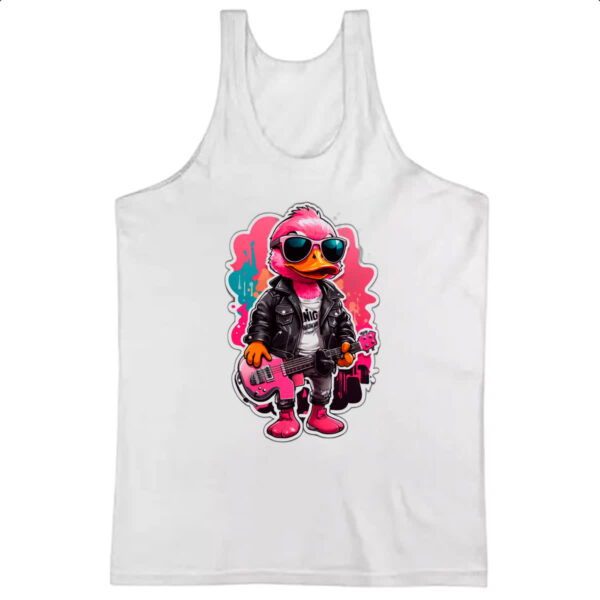 Camiseta Regata Patinho Pink Guitarrista Rock