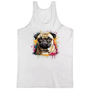 Camiseta Regata Pug Watercolor Splash Art