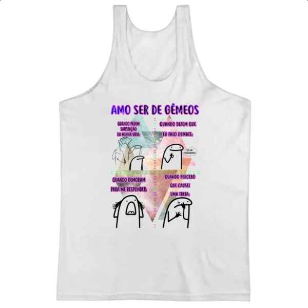 Camiseta Regata Signo Amo ser de Gemeos