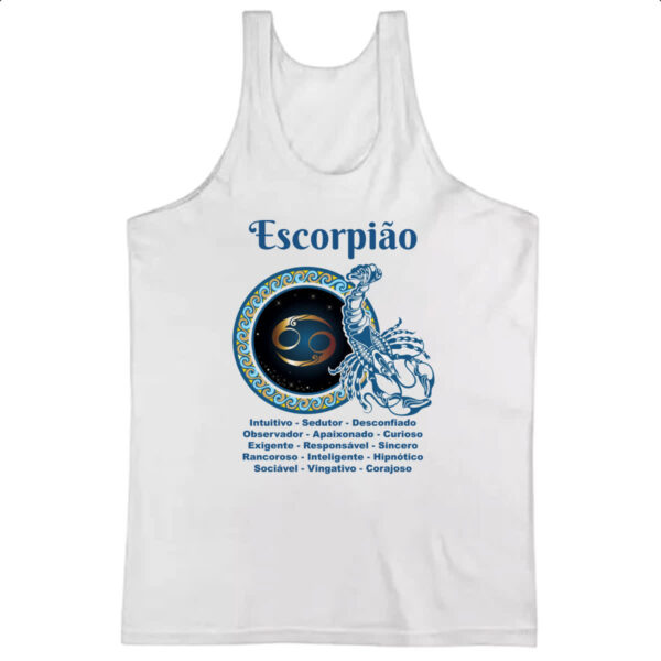 Camiseta Regata Signo de Escorpiao adjetivos