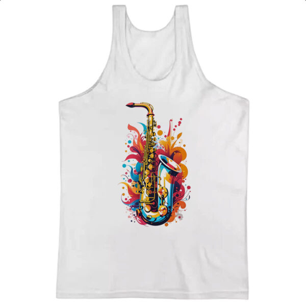 Camiseta Regata Saxofone colorful arte design