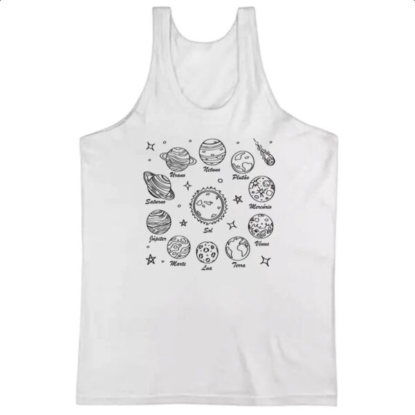 Camiseta Regata Sistema solar desenho de caneta