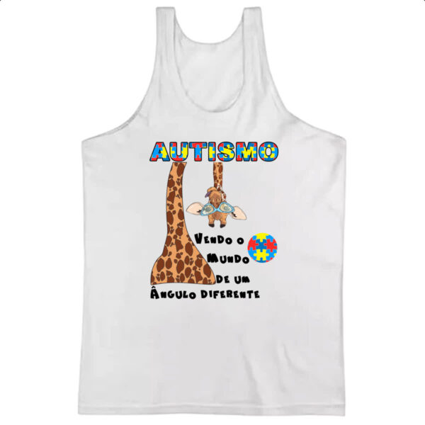 Camiseta Regata Autismo vendo o mundo de um angulo diferente