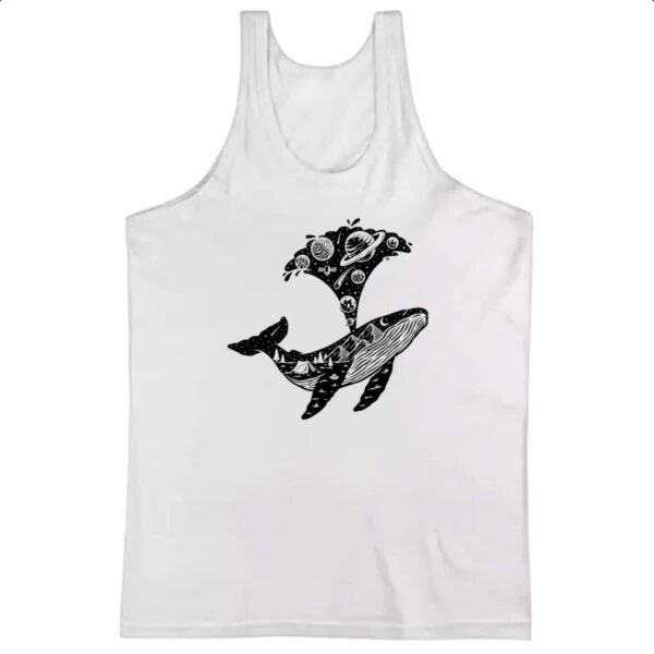 Camiseta Regata Baleia universo estrelas