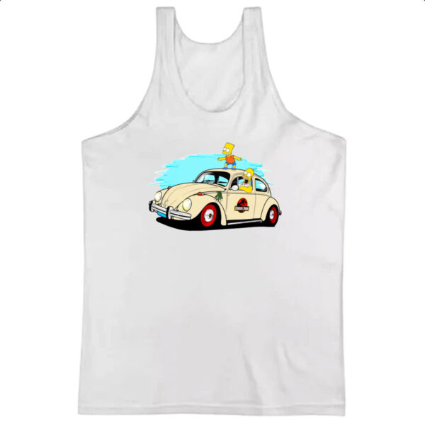 Camiseta Regata Bart e Hommer no fusca do Jurassic Park
