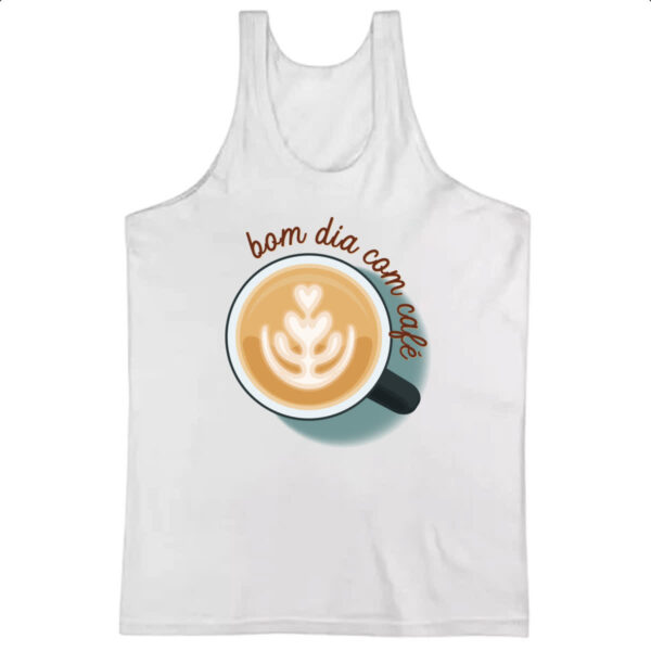 Camiseta Regata Bom dia com cafe