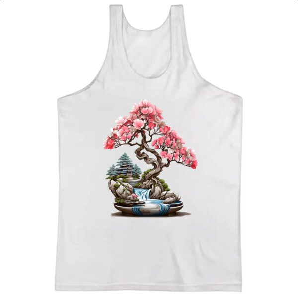 Camiseta Regata Bonsai de flores rosas