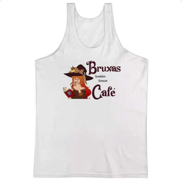 Camiseta Regata Bruxas tambem tomam cafe