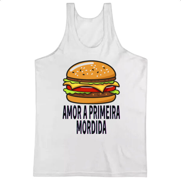Camiseta Regata Hamburguer amor a primeira mordida