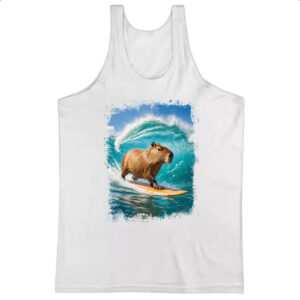 Camiseta Regata Capivara surfando no Hawaii