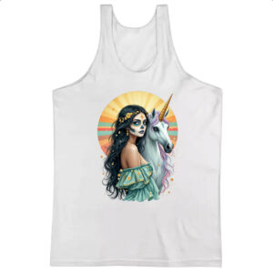 Camiseta Regata Caveira catrina e o unicornio