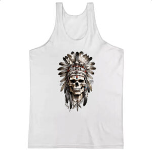Camiseta Regata Caveira Indigena Cocar flechas cruzadas