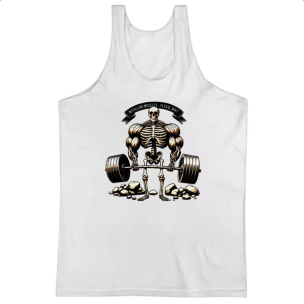Camiseta Regata Caveira instalando musculos
