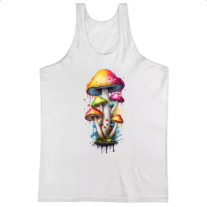 Camiseta Regata Cogumelos coloridos splash