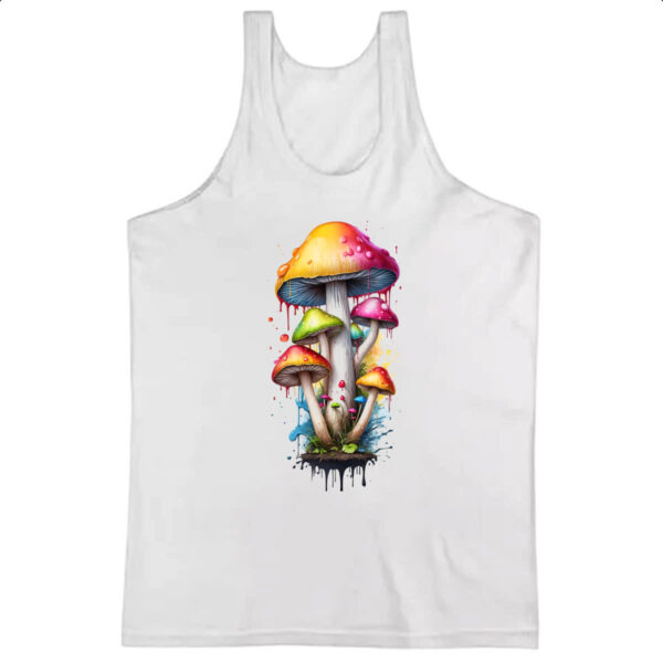 Camiseta Regata Cogumelos coloridos splash