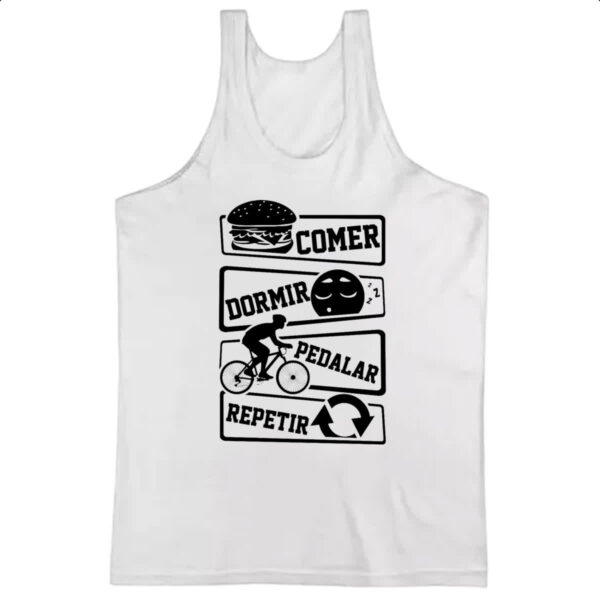 Camiseta Regata Comer Dormir Pedalar Repetir