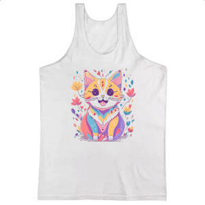 Camiseta Regata Desenho gato feliz