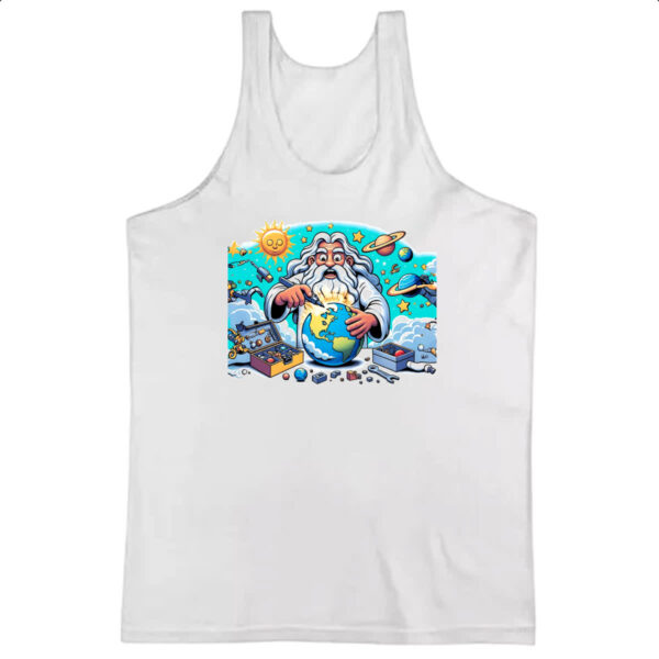 Camiseta Regata Deus criando o mundo cartoon